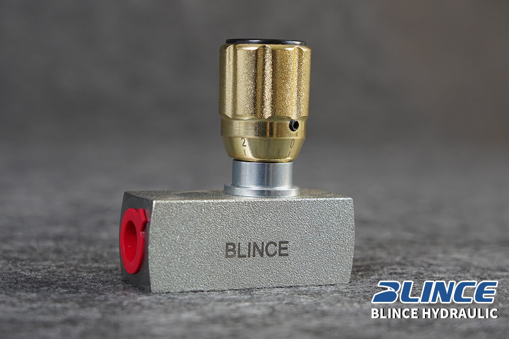 Blince hydraulic flow control valve for pressure drop and speed drift diagnosis