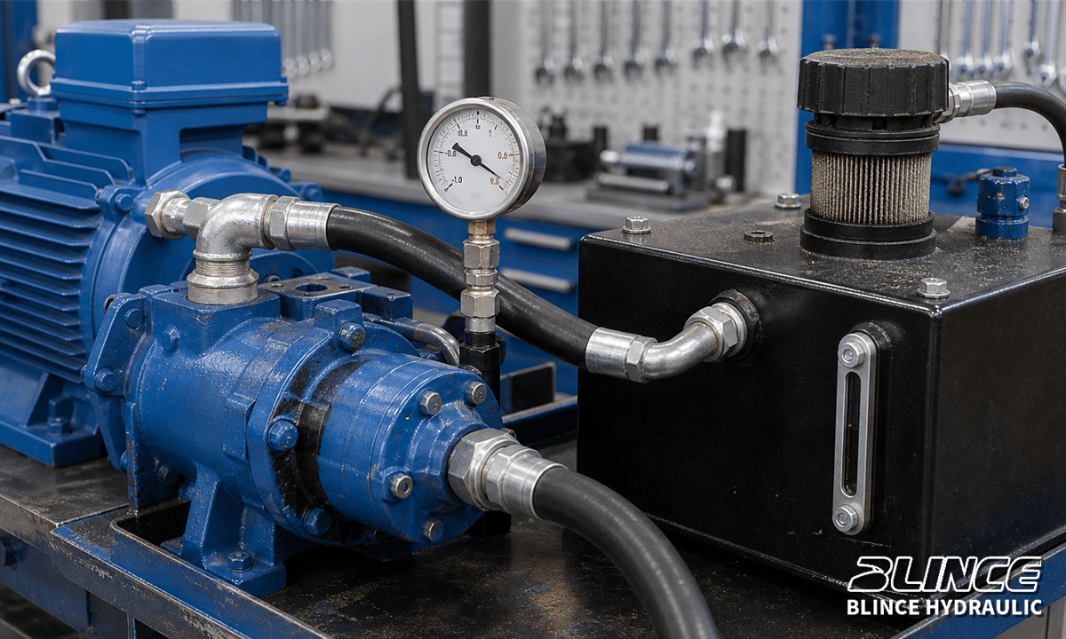 Hydraulic pump inlet hose and tank breather for suction diagnosis
